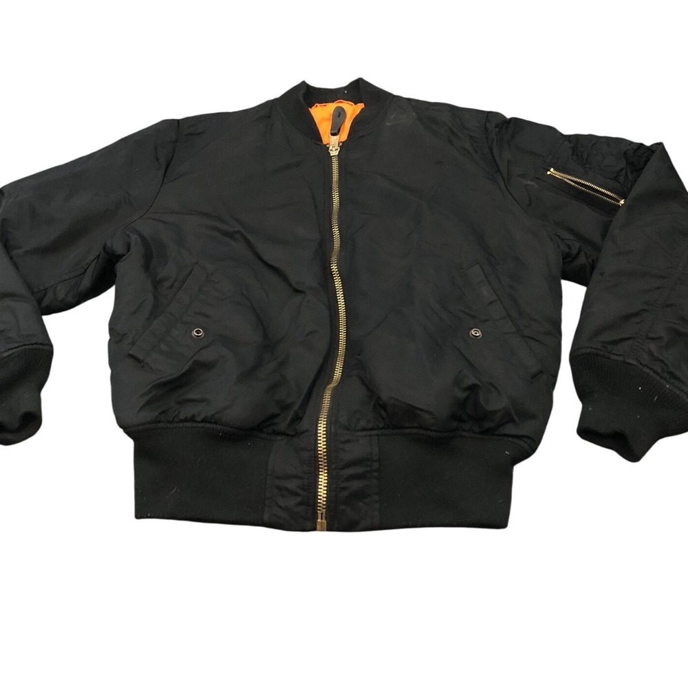 Alpha Industries‎ Bomber Jacket Mens Medium Black MA-1 Flight Jacket Reversible